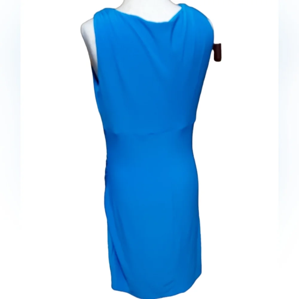 Lauren Ralph Lauren Midi Dress 14 Blue Tank Bodycon Fit Pencil Polyester… - Picture 3 of 5